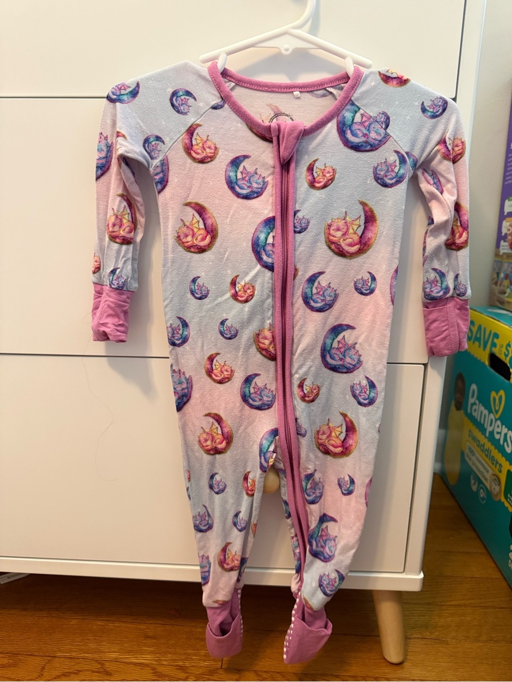 Glitter Babiez pink baby dragon convertible bamboo romper